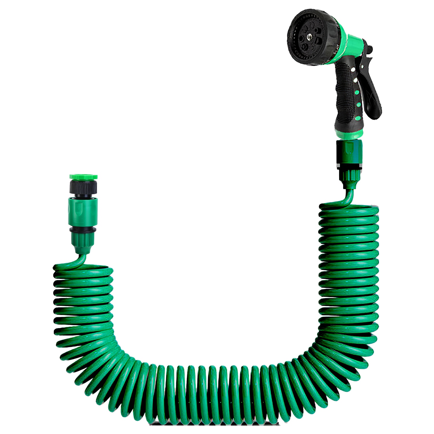 EVA Recoil Garden Hose Flexible Self-coiling Water Hose with 3/4 and 1/2 Adap...