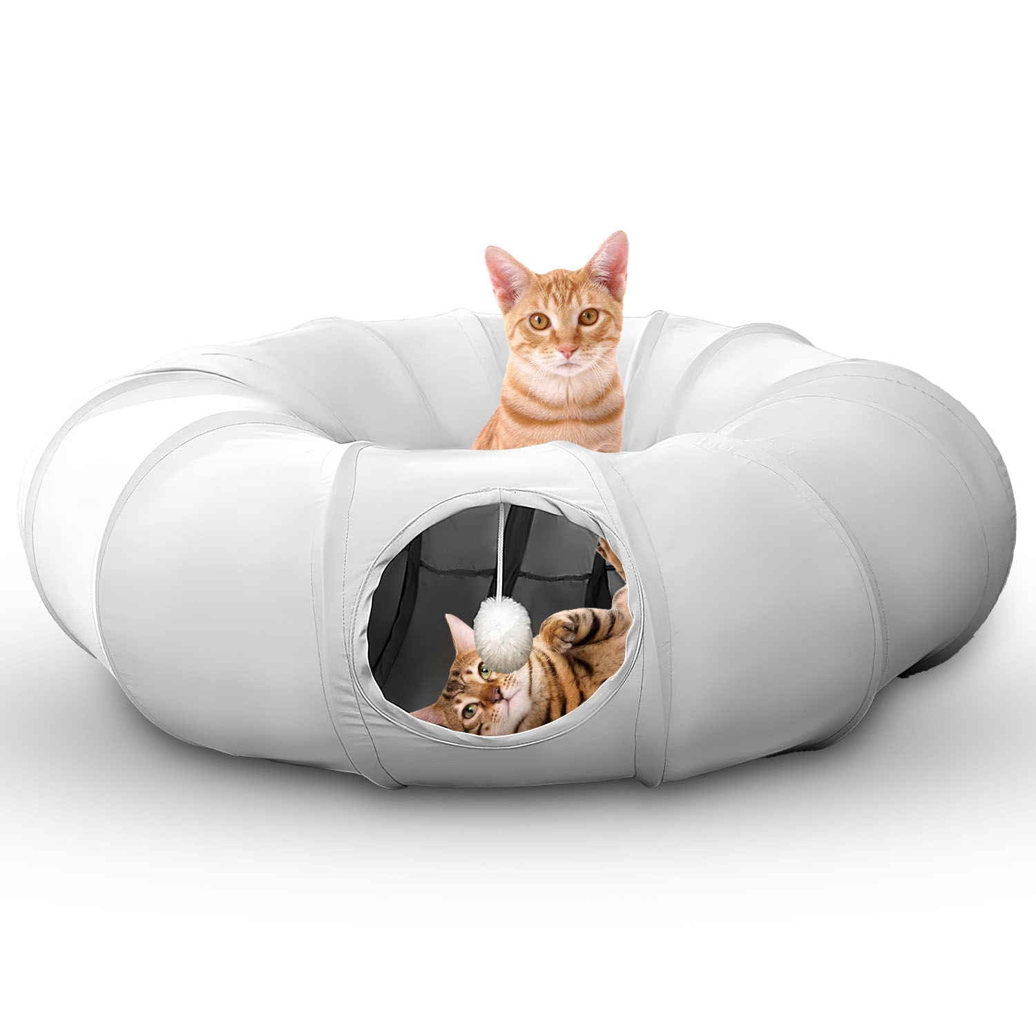 Indoor Cat Tunnel Bed with Interactive Hanging Ball Circle Cat Tunnel Cooling...