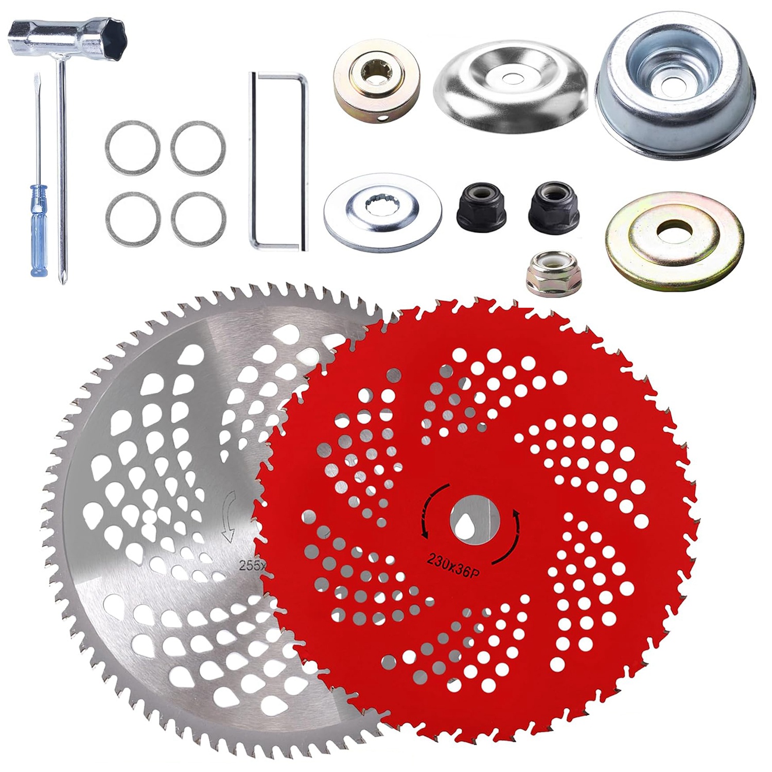10" x 80T 9" x 36T Carbide Tip Brush Cutter Blades with Universal Adapter Kit...