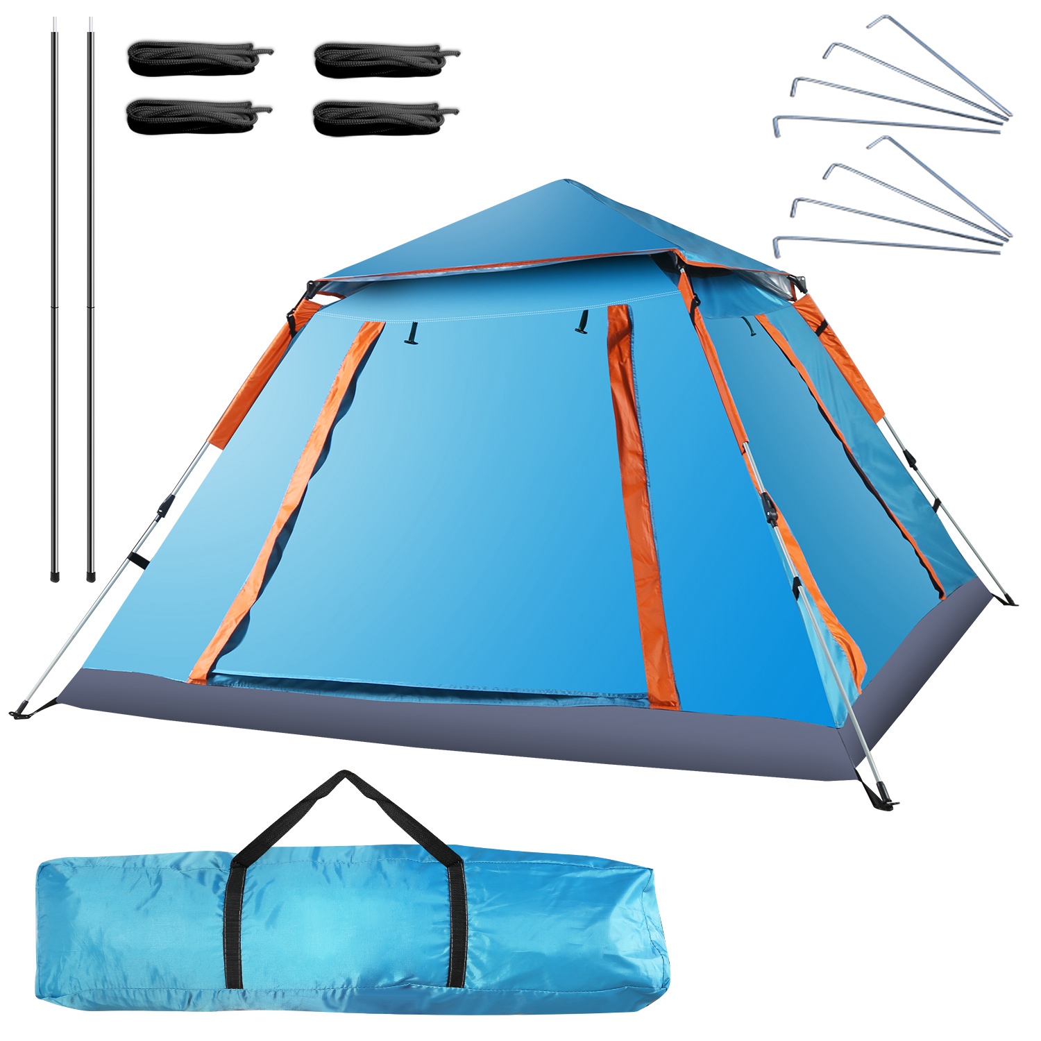 4-5 Person Camping Tent Outdoor Foldable Waterproof Tent with 2 Mosquito Nets...