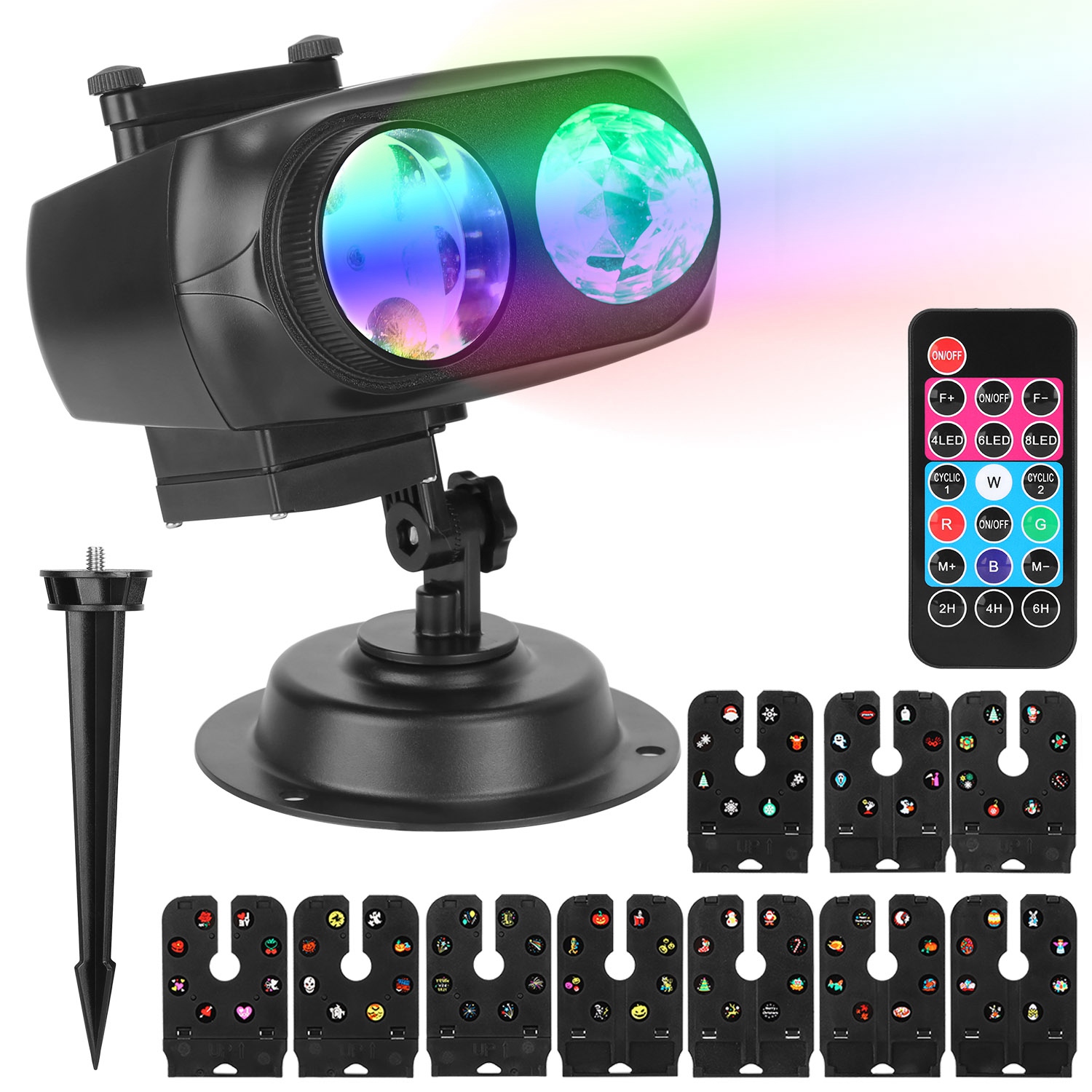Proiettore Vacanze 2 in 1 Lampada Proiezione Luce Interno Esterno con 10 Colori O... - Foto 1 di 1