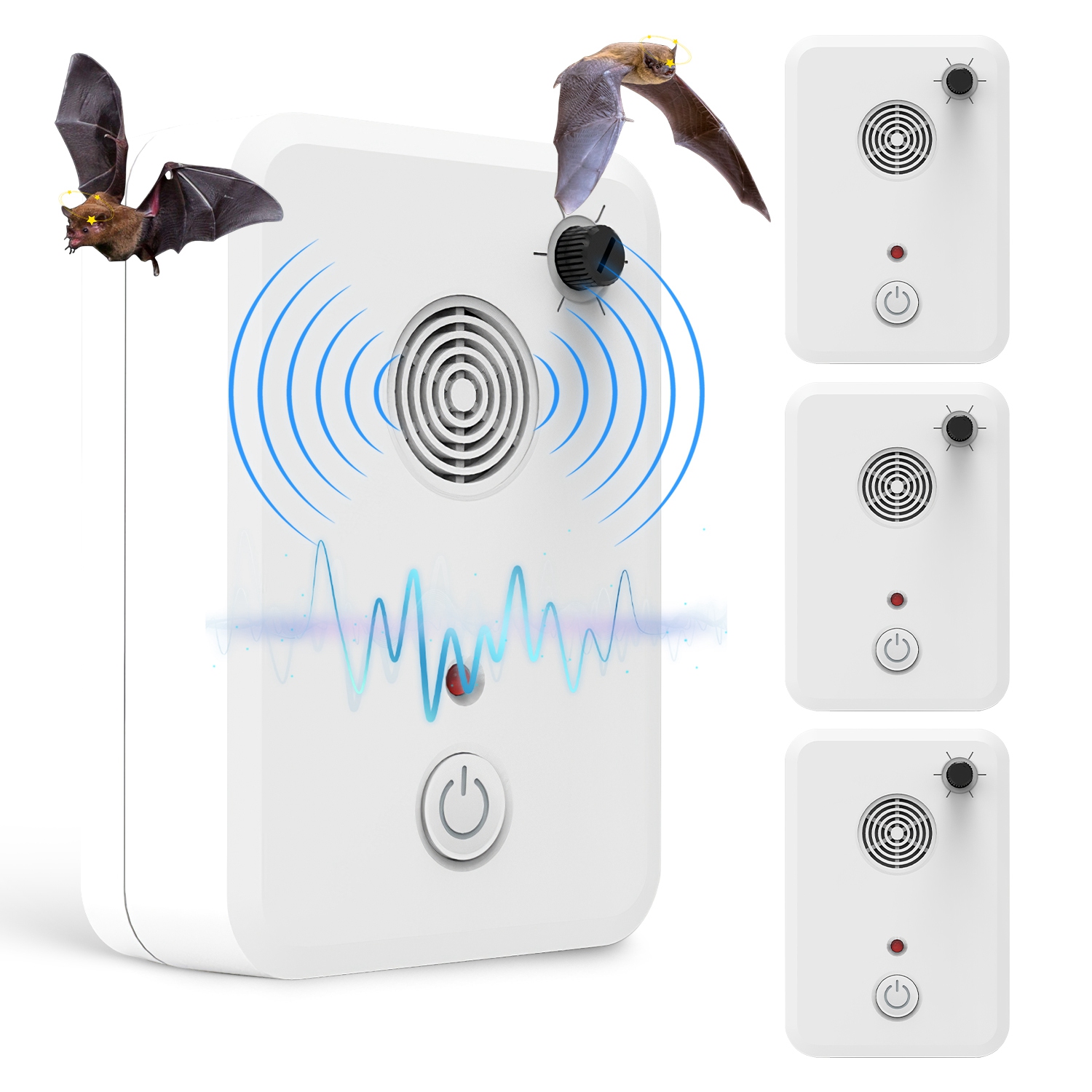 4Pack Plug In Ultrasonic Bat Repellent Indoor Bird Mouse Deterrent Device with 6 Adjustable Levels for Attic Garage Kitchen Warehouse 4Pack Plug In Ultrasonic Bat Repellent Indoor Bird Mouse Deterrent Device with 6 Adjustable Levels for Attic Garage Kitchen Warehouse