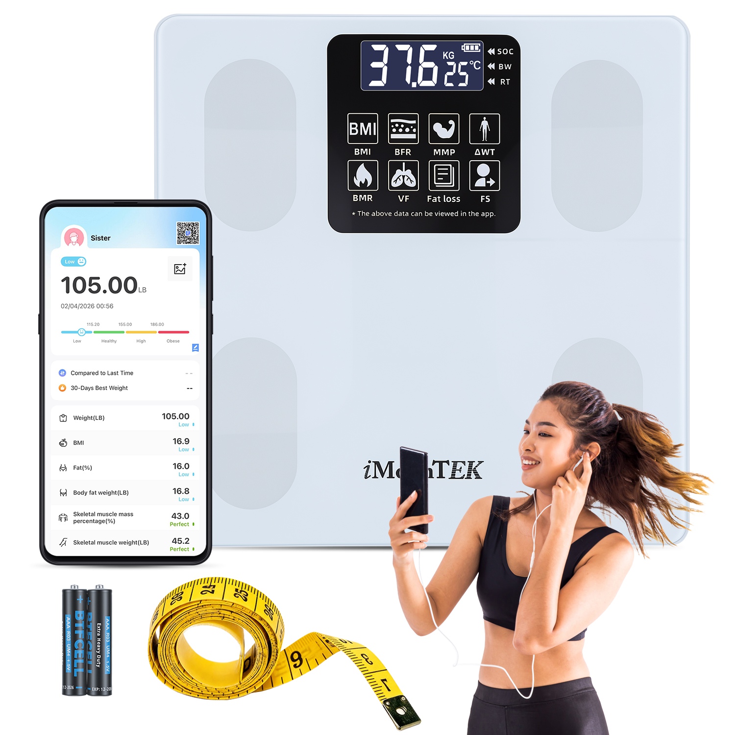 Smart Digital Scale For Body Weight High Accuracy BMI Weight Scale Full Body Composition Analysis Sync with APP 4mm Tempered Glass 397LBS Capacity LCD Smart Digital Scale For Body Weight High Accuracy BMI Weight Scale Full Body Composition Analysis Sync with APP 4mm Tempered Glass 397LBS Capacity LCD