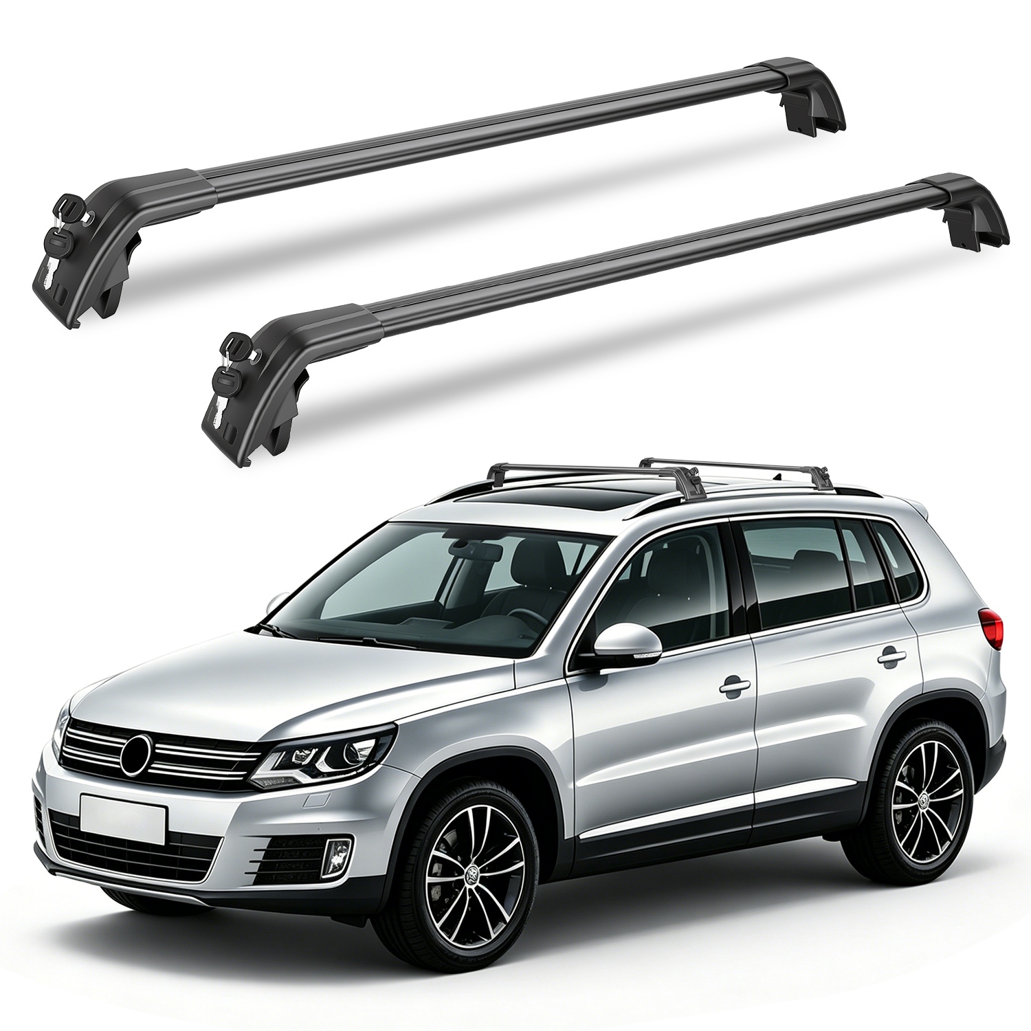 Roof Rack Cross Bars Fit for Volkswagen Tiguan 2018-2026 & Taos 2022-2026 with Factory Raised Side Rails Lockable Aluminum Roof Cargo Carrier Bars 330 Roof Rack Cross Bars Fit for Volkswagen Tiguan 2018-2026 & Taos 2022-2026 with Factory Raised Side Rails Lockable Aluminum Roof Cargo Carrier Bars 330