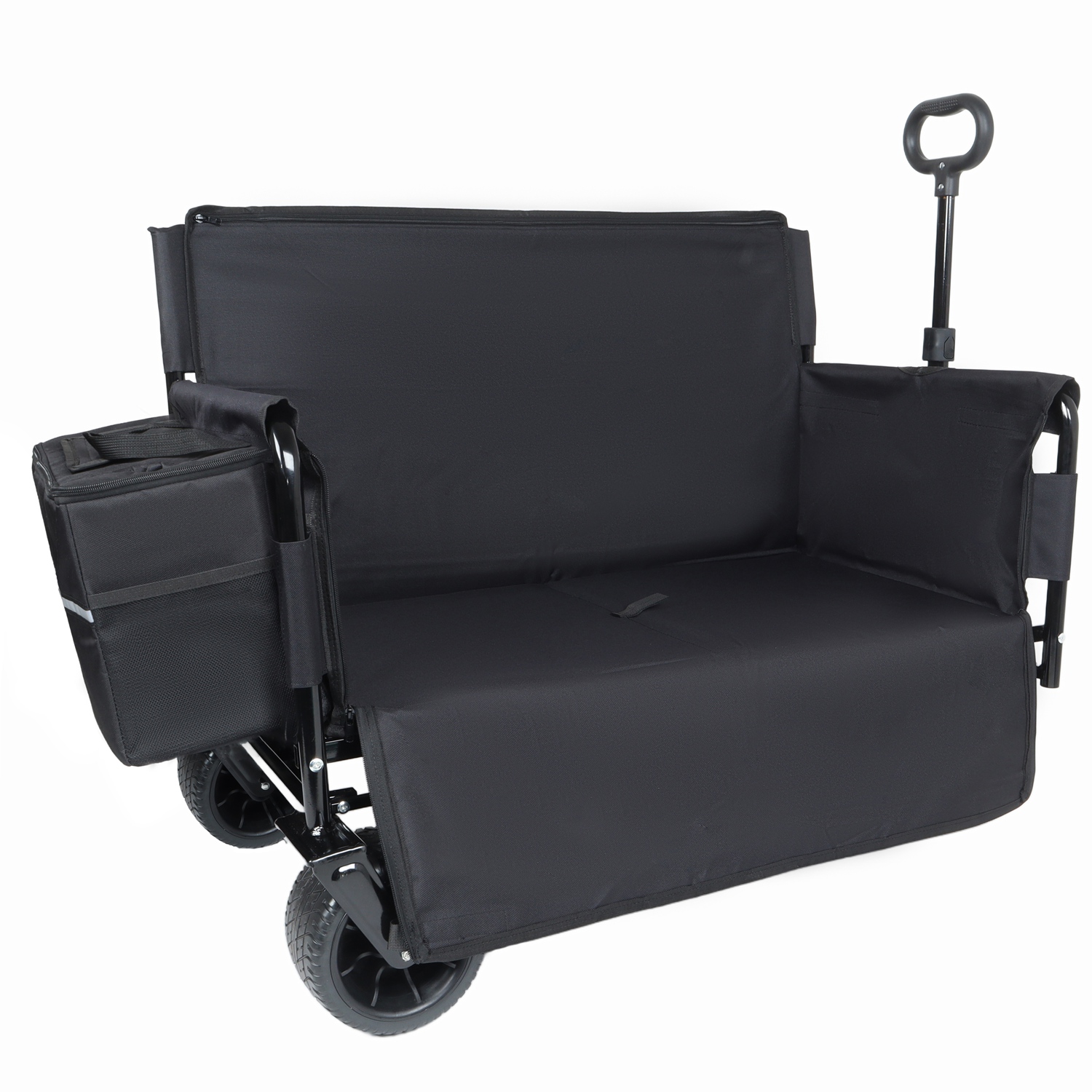 3-in-1 Folding Wagon Cart with Bench Seat, patent protection- Includes 1 ice pack, 500lbs Heavy-Duty Utility Wagon, 180L Capacity All-Terrain Wheels f