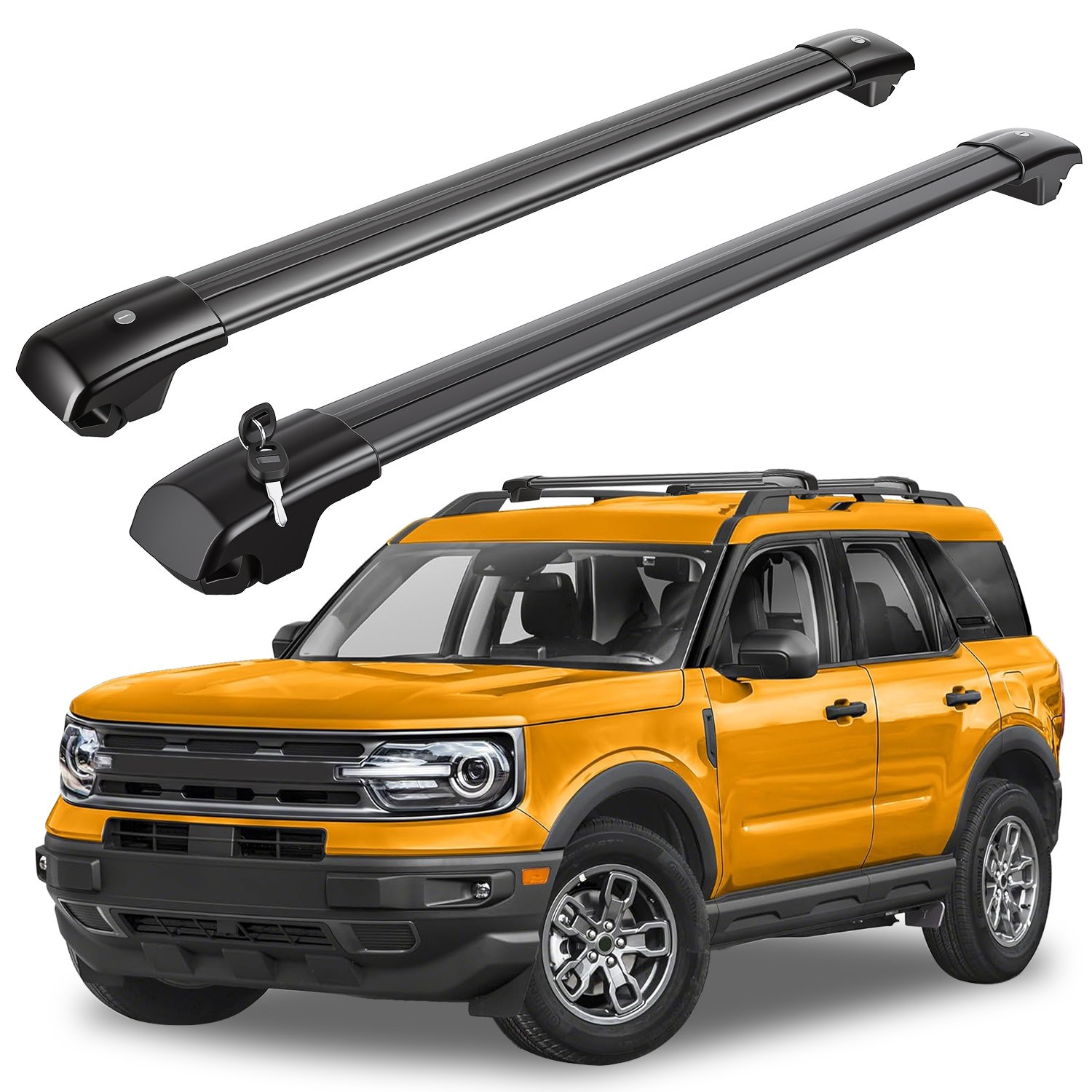 Roof Rack Cross Bars Fit for Ford Bronco Sport 2021-2026 On-Road Off-Road Aluminum Lockable Car Roof Crossbar Set for Factory Raised Side Rails 396LBS Roof Rack Cross Bars Fit for Ford Bronco Sport 2021-2026 On-Road Off-Road Aluminum Lockable Car Roof Crossbar Set for Factory Raised Side Rails 396LBS