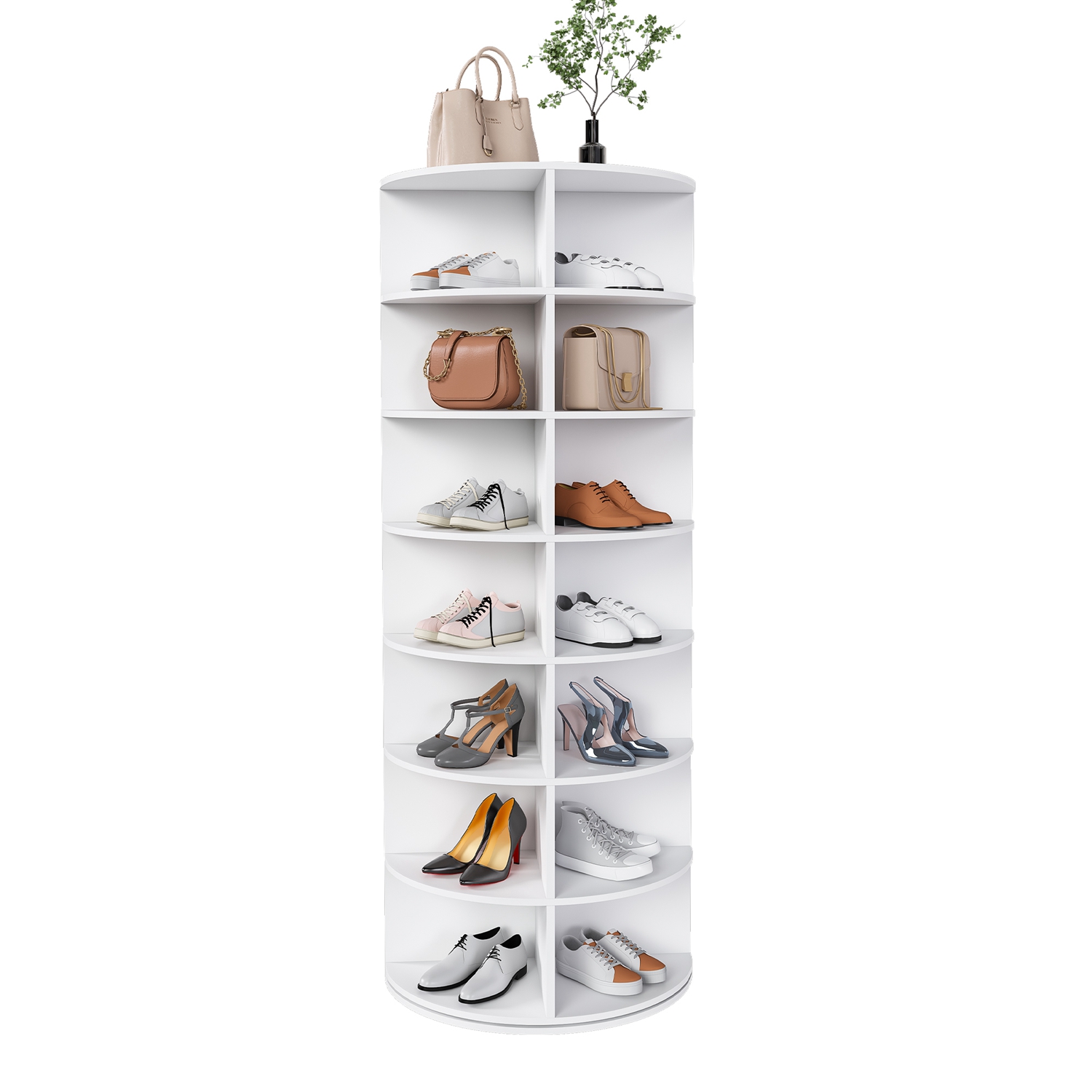 7-Tier Rotating Shoe Rack Tower, 360° Spinning Shoe Organizer with 28 Pairs Capacity, Freestanding Vertical Shoe Storage Cabinet for Closet Entryway B 7-Tier Rotating Shoe Rack Tower, 360° Spinning Shoe Organizer with 28 Pairs Capacity, Freestanding Vertical Shoe Storage Cabinet for Closet Entryway B