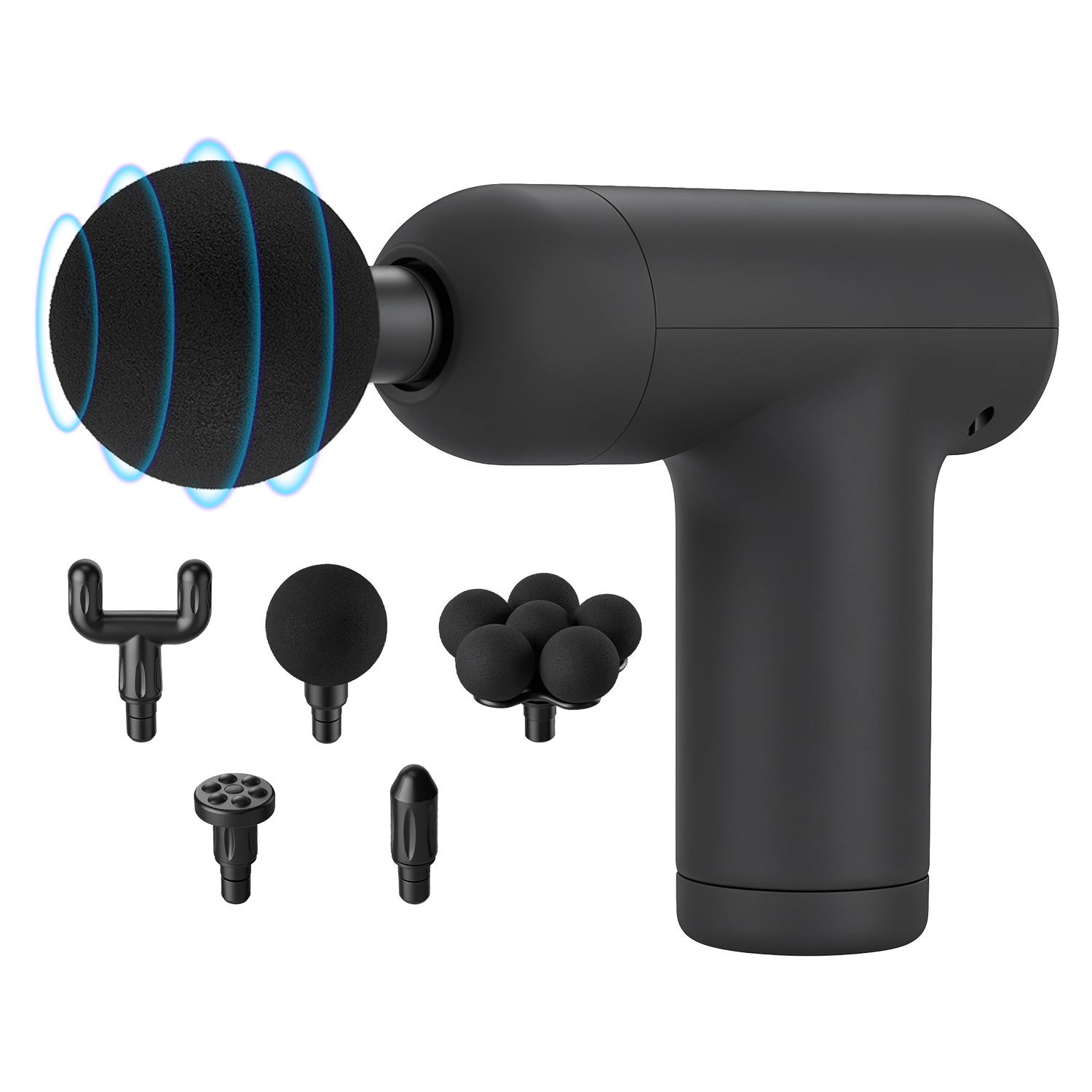 Portable Mini Massage Gun Deep Tissue Percussion Massager with 6 Speeds 5 Interchangeable Massage Heads Muscle Massager for Athletes Office Gym Travel
