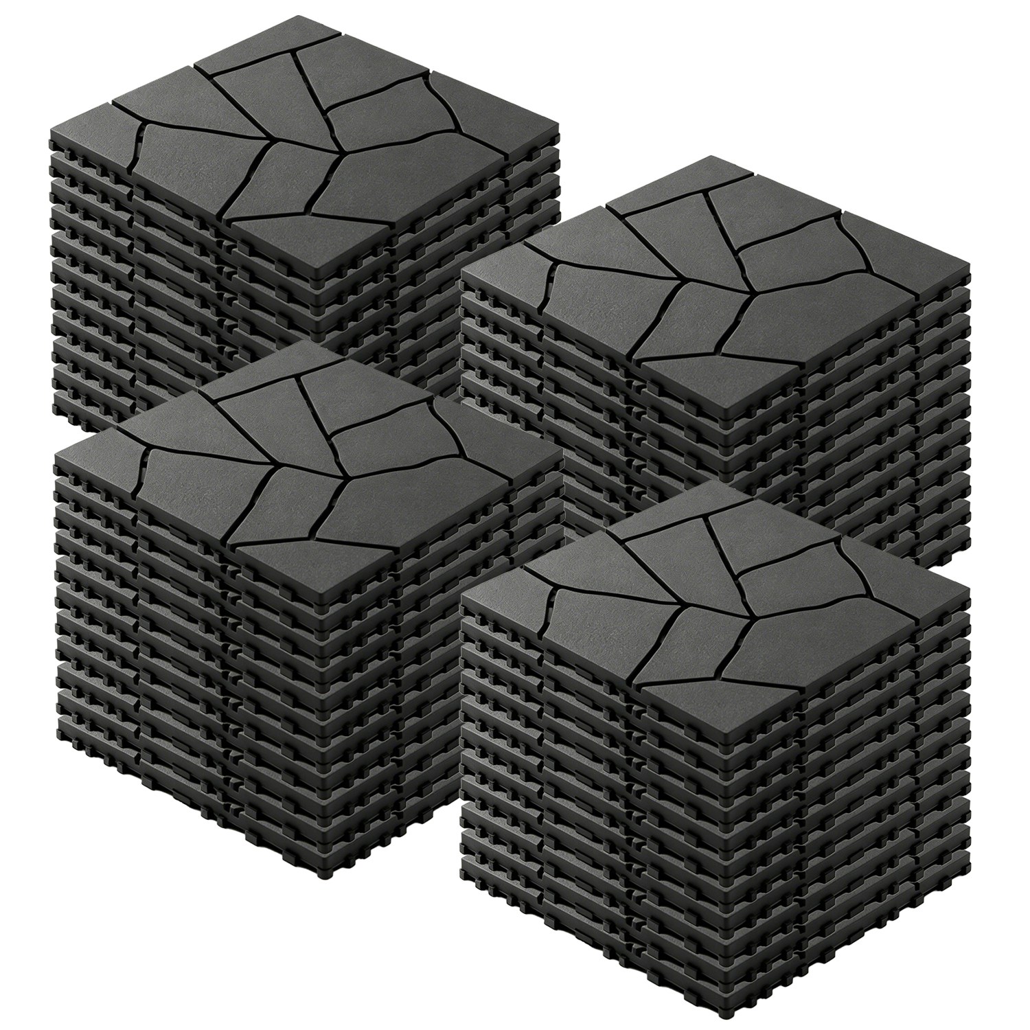 44Pcs Per Set 12 Inch Stone Pattern Interlocking Patio Deck Tiles, DIY Modular Outdoor Indoor Flooring Tiles, Waterproof PP Interlock Floor Tile for B 44Pcs Per Set 12 Inch Stone Pattern Interlocking Patio Deck Tiles, DIY Modular Outdoor Indoor Flooring Tiles, Waterproof PP Interlock Floor Tile for B