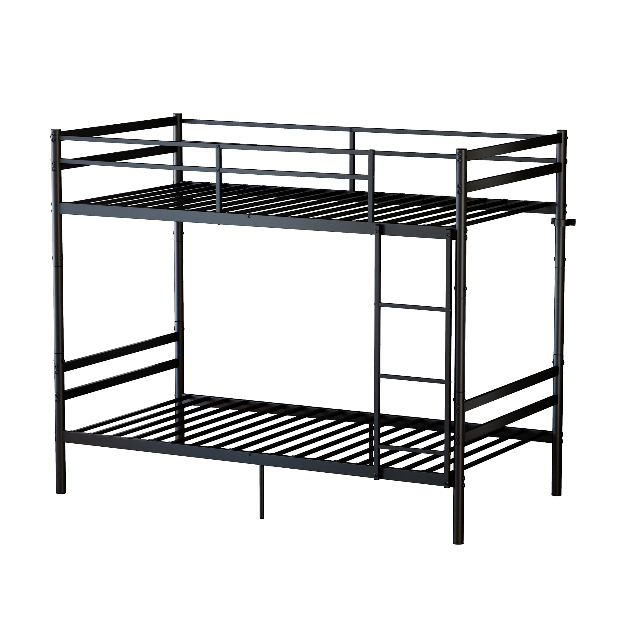 Twin Over Twin Metal Bunk Bed with Ladder and Full-Length Guardrails Convertible into Two Twin Beds Heavy-Duty Iron Bunk Bed Frame No Box Spring Neede