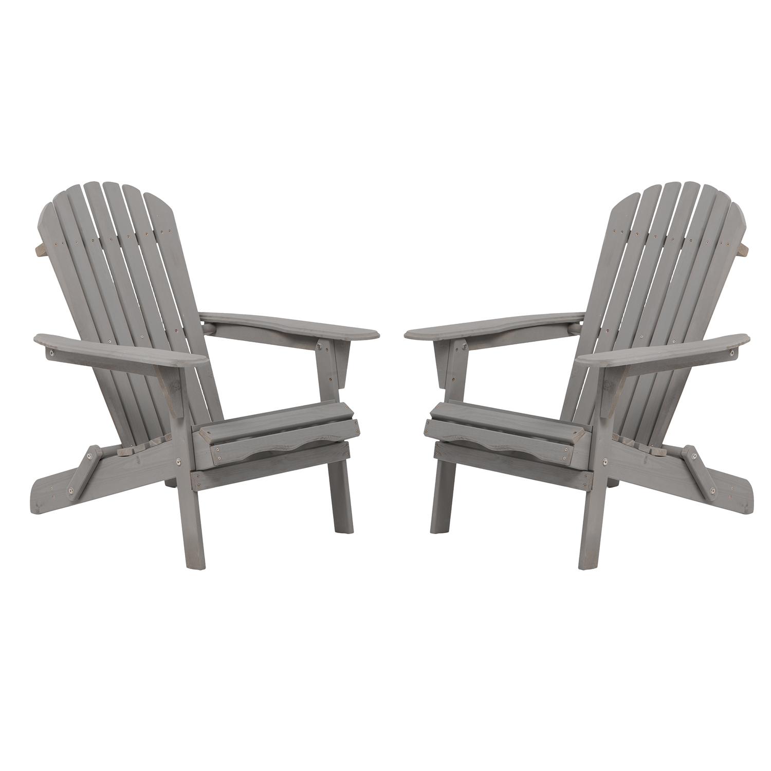 2Pcs Outdoor Folding Adirondack Chairs with Pre-Assembled Backrest 220 lbs Capacity Hemlock Wood Patio Chairs for Garden Backyard Porch Pool Deck Fire