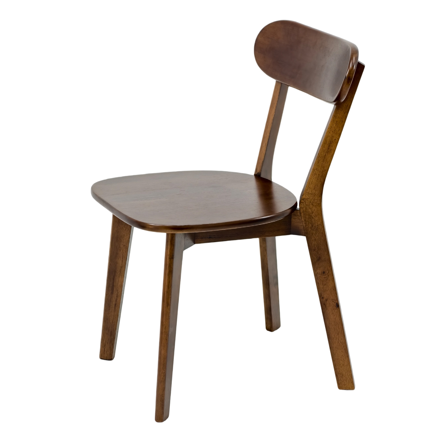 1Pc Solid Wood Dining Chairs, Mid Century Modern Kitchen Chairs with Curved Backrest, Ergonomic Wooden Dining Chair with Adjustable Foot Pads for Dini