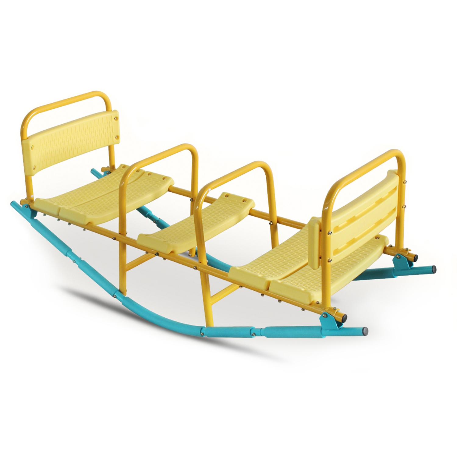 3-Seat Kids Rocking Seesaw Outdoor Playground Equipment Stainless Steel Teeter Totter with EVA Foam Cover Handles & Backrests Toddler Swing 220LBS Max 3-Seat Kids Rocking Seesaw Outdoor Playground Equipment Stainless Steel Teeter Totter with EVA Foam Cover Handles & Backrests Toddler Swing 220LBS Max