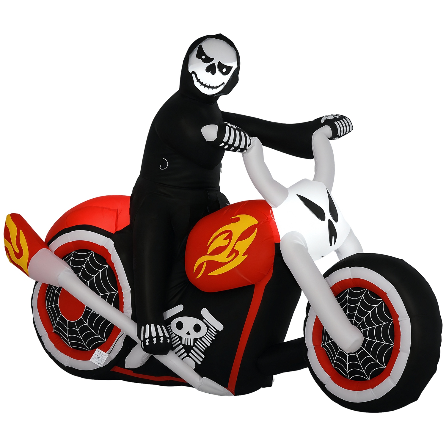6 FT Halloween Inflatable Grim Reaper on Motorcycle Outdoor Decoration with Built-in LED Lights, IP44 Weather-Resistant Blow Up Skeleton Biker with St 6 FT Halloween Inflatable Grim Reaper on Motorcycle Outdoor Decoration with Built-in LED Lights, IP44 Weather-Resistant Blow Up Skeleton Biker with St
