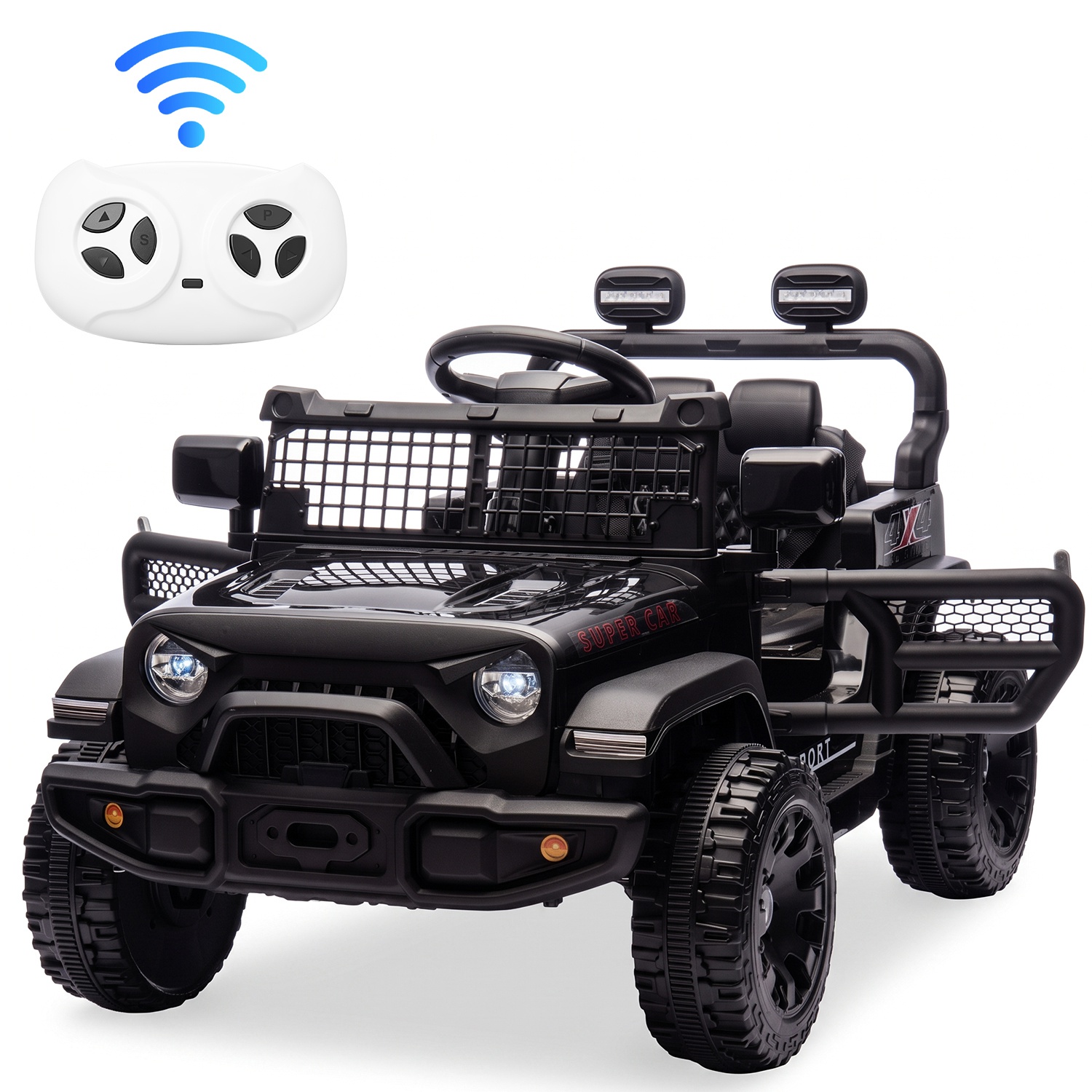 24V Kids Ride On Car with 2.4G Parent Remote Control, 4WD Electric Ride On Truck with Dual 80W Motors, Four-Wheel Suspension, LED Headlights, Wireless 24V Kids Ride On Car with 2.4G Parent Remote Control, 4WD Electric Ride On Truck with Dual 80W Motors, Four-Wheel Suspension, LED Headlights, Wireless